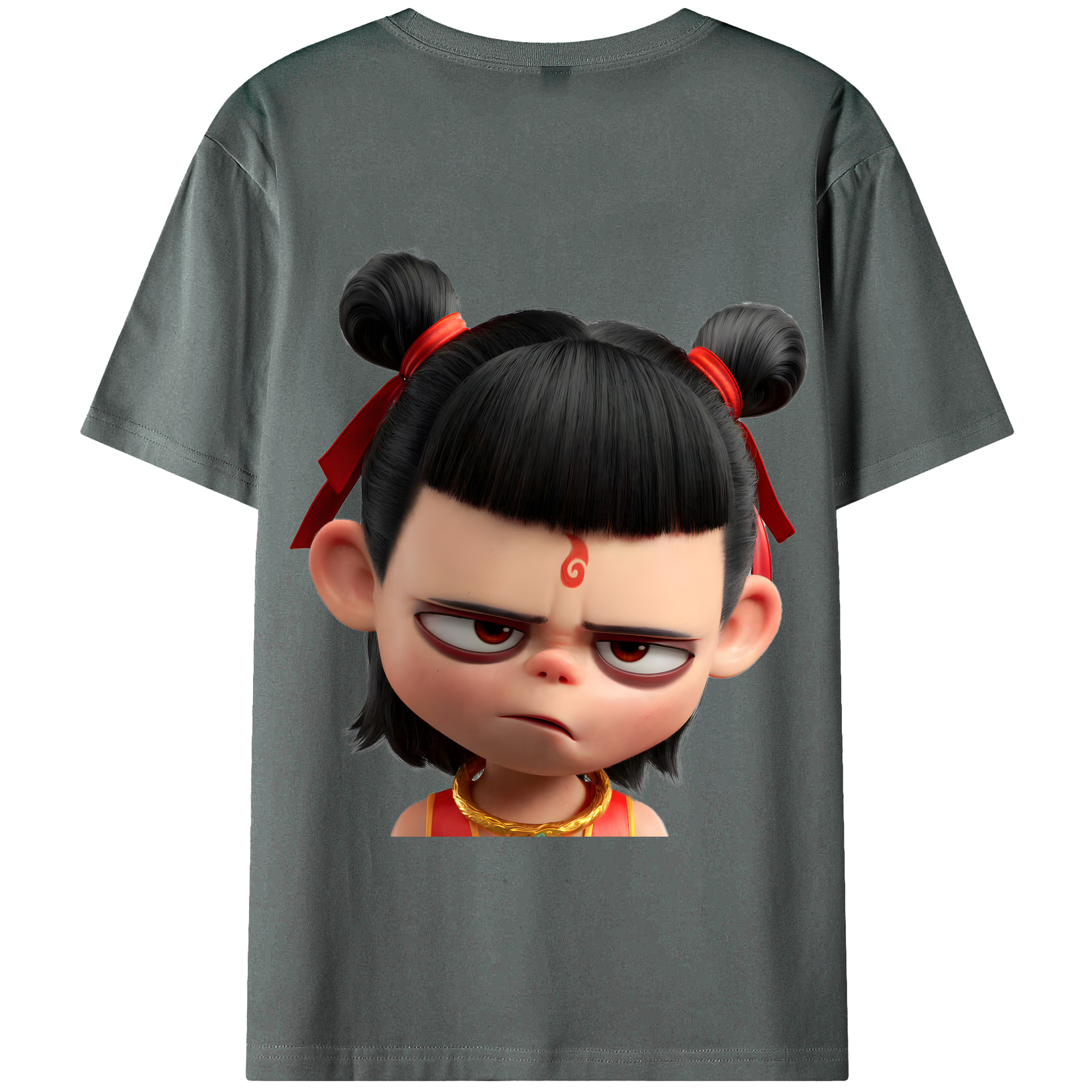 （画像用） Ne Zha 2 ナタ 魔童の大暴れ 綿100％半袖Tシャツ（背面プリント）